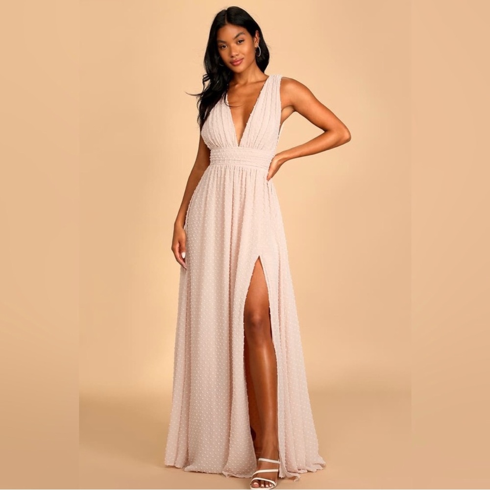 NWT Lulus Wonderful Occasion Swiss Dot Sleeveless Maxi Dress XS